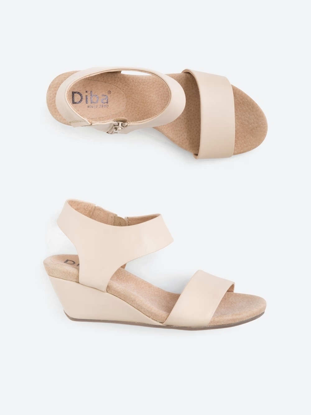 Diba Beige Open-Toe Wedge Sandals